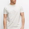 Mezczyzna Vistula T-Shirty | Bawelniany T-Shirt W Paski Bialy, Bezowy