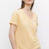 Kobieta Vistula T-Shirty | Lniany T-Shirt Zolty